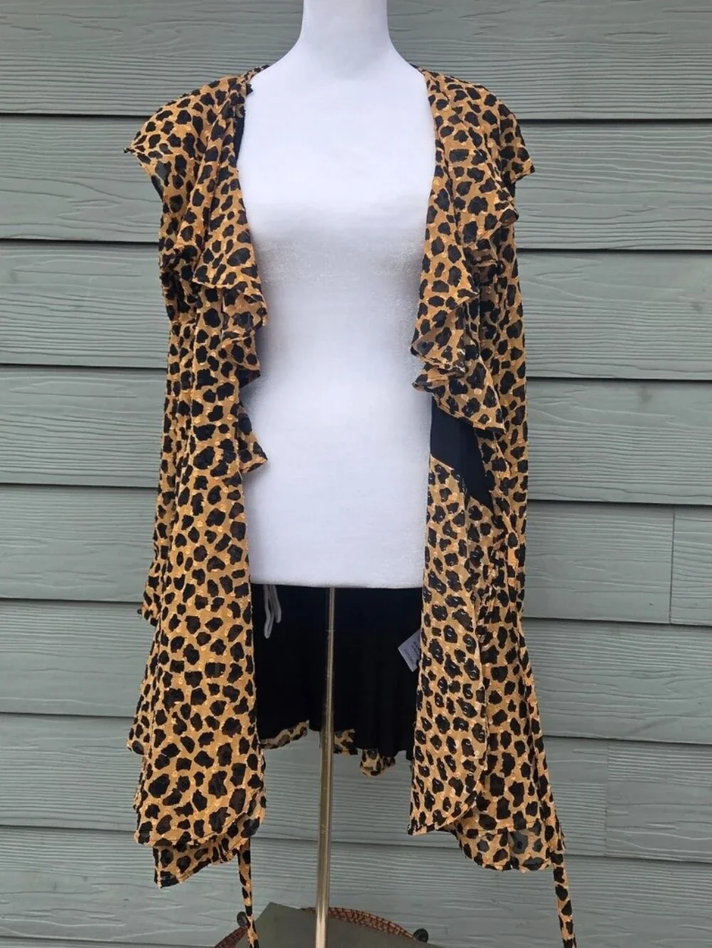 Free People Frenchie Leopard Print Ruffle Wrap Mini Dress Size S